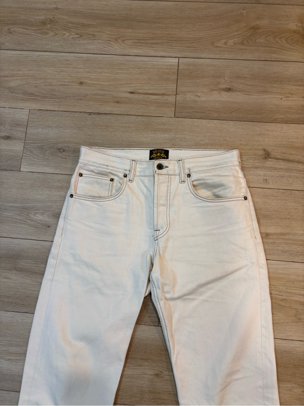 Bravestar Strongman 12oz Desert Bone Japan Selvedge Jeans Men’s Natural 34x30 - Picture 2 of 13